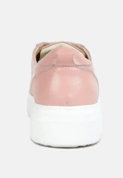 MAGULL Solid Lace Up Leather Sneakers In Pink -Velvettes Shoes Shop magullsolidlaceupleathersneakers RCSH4206 pink 6