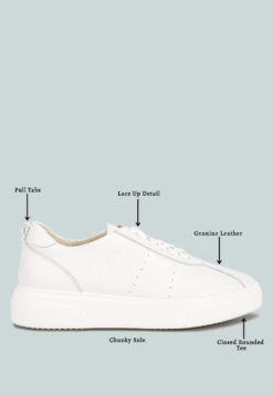 MAGULL Solid Lace Up Leather Sneakers In White -Velvettes Shoes Shop magullsolidlaceupleathersneakers RCSH4206 white 10