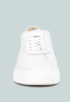 MAGULL Solid Lace Up Leather Sneakers In White -Velvettes Shoes Shop magullsolidlaceupleathersneakers RCSH4206 white 3 Copy