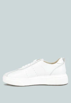 MAGULL Solid Lace Up Leather Sneakers In White -Velvettes Shoes Shop magullsolidlaceupleathersneakers RCSH4206 white 4 Copy