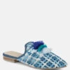 MARIANA Blue Woven Flat Mules With Tassels -Velvettes Shoes Shop marianawovenflatmuleswithtassels RCSH2028 blue 3