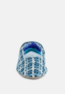 MARIANA Blue Woven Flat Mules With Tassels -Velvettes Shoes Shop marianawovenflatmuleswithtassels RCSH2028 blue 4