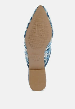 MARIANA Blue Woven Flat Mules With Tassels -Velvettes Shoes Shop marianawovenflatmuleswithtassels RCSH2028 blue 9
