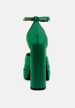 MARTINI Green Sky High Platform Sandals -Velvettes Shoes Shop martiniskyhighrampwalksatinsandals RCSH3150 Green8 2