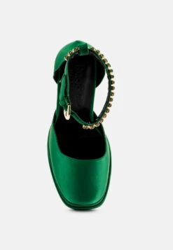 MARTINI Green Sky High Platform Sandals -Velvettes Shoes Shop martiniskyhighrampwalksatinsandals RCSH3150 Green8 4