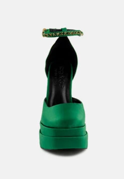 MARTINI Green Sky High Platform Sandals -Velvettes Shoes Shop martiniskyhighrampwalksatinsandals RCSH3150 Green 3
