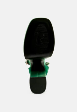 MARTINI Green Sky High Platform Sandals -Velvettes Shoes Shop martiniskyhighrampwalksatinsandals RCSH3150 Green 4