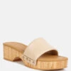 MINNY Textured Heel Leather Slip On Sandals In Beige -Velvettes Shoes Shop minnytexturedheelleathersliponsandals RCSH4212 beige 2