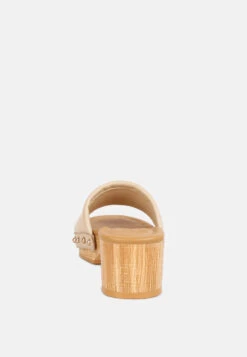 MINNY Textured Heel Leather Slip On Sandals In Beige -Velvettes Shoes Shop minnytexturedheelleathersliponsandals RCSH4212 beige 6