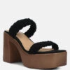 Misaki Woven Suede Strap Platform Sandals In Black