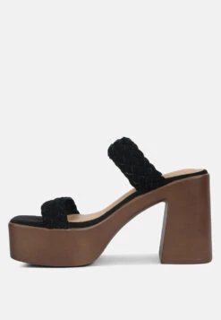 Misaki Woven Suede Strap Platform Sandals In Black -Velvettes Shoes Shop misakibraideddetailchunkysandals RCSH black 5