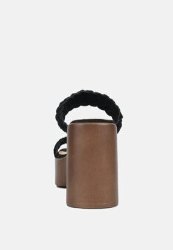 Misaki Woven Suede Strap Platform Sandals In Black -Velvettes Shoes Shop misakibraideddetailchunkysandals RCSH black 7