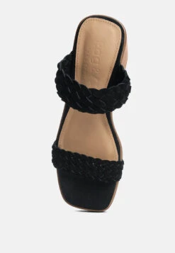 Misaki Woven Suede Strap Platform Sandals In Black -Velvettes Shoes Shop misakibraideddetailchunkysandals RCSH black 9