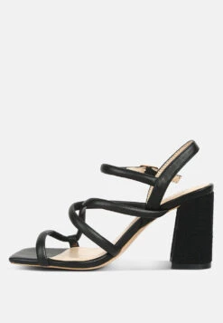ARTHA Open Square Toe Block Heel Sandals In Black -Velvettes Shoes Shop opensquaretoeblockheelsandals RCSH4168 black 4