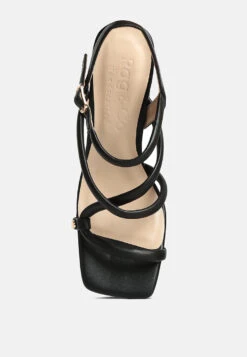 ARTHA Open Square Toe Block Heel Sandals In Black -Velvettes Shoes Shop opensquaretoeblockheelsandals RCSH4168 black 8
