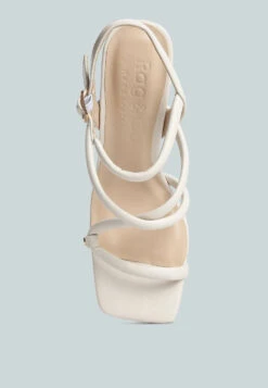 ARTHA Open Square Toe Block Heel Sandals In Off White -Velvettes Shoes Shop opensquaretoeblockheelsandals RCSH4168 off white 3