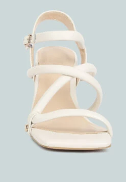 ARTHA Open Square Toe Block Heel Sandals In Off White -Velvettes Shoes Shop opensquaretoeblockheelsandals RCSH4168 off white 7