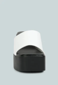 SCANDAL Slip On Block Heel Sandals In White -Velvettes Shoes Shop scandalsliponblockheelsRCSH4209White 3