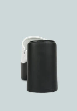 SCANDAL Slip On Block Heel Sandals In White -Velvettes Shoes Shop scandalsliponblockheelsRCSH4209White 6