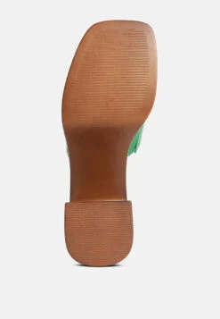 SCANDAL Slip On Block Heel Sandals In Green -Velvettes Shoes Shop scandalsliponblockheelssandalsRCSH4209Green 5