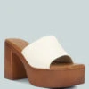 SCANDAL Slip On Block Heel Sandals In Off White