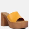 SCANDAL Slip On Block Heel Sandals In Tan