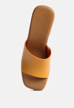 SCANDAL Slip On Block Heel Sandals In Tan -Velvettes Shoes Shop scandalsliponblockheelssandalsRCSH4209tan 7