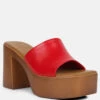 SCANDAL Slip On Block Heel Sandals In Red