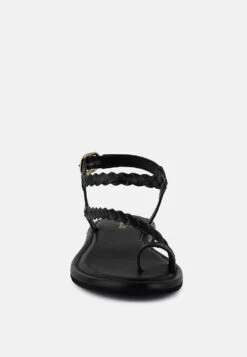 STALLONE Black Braided Flat Sandals -Velvettes Shoes Shop stalloneblackbraidedflatsandals RCSH4096 black 5