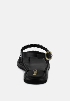 STALLONE Black Braided Flat Sandals -Velvettes Shoes Shop stalloneblackbraidedflatsandals RCSH4096 black 6