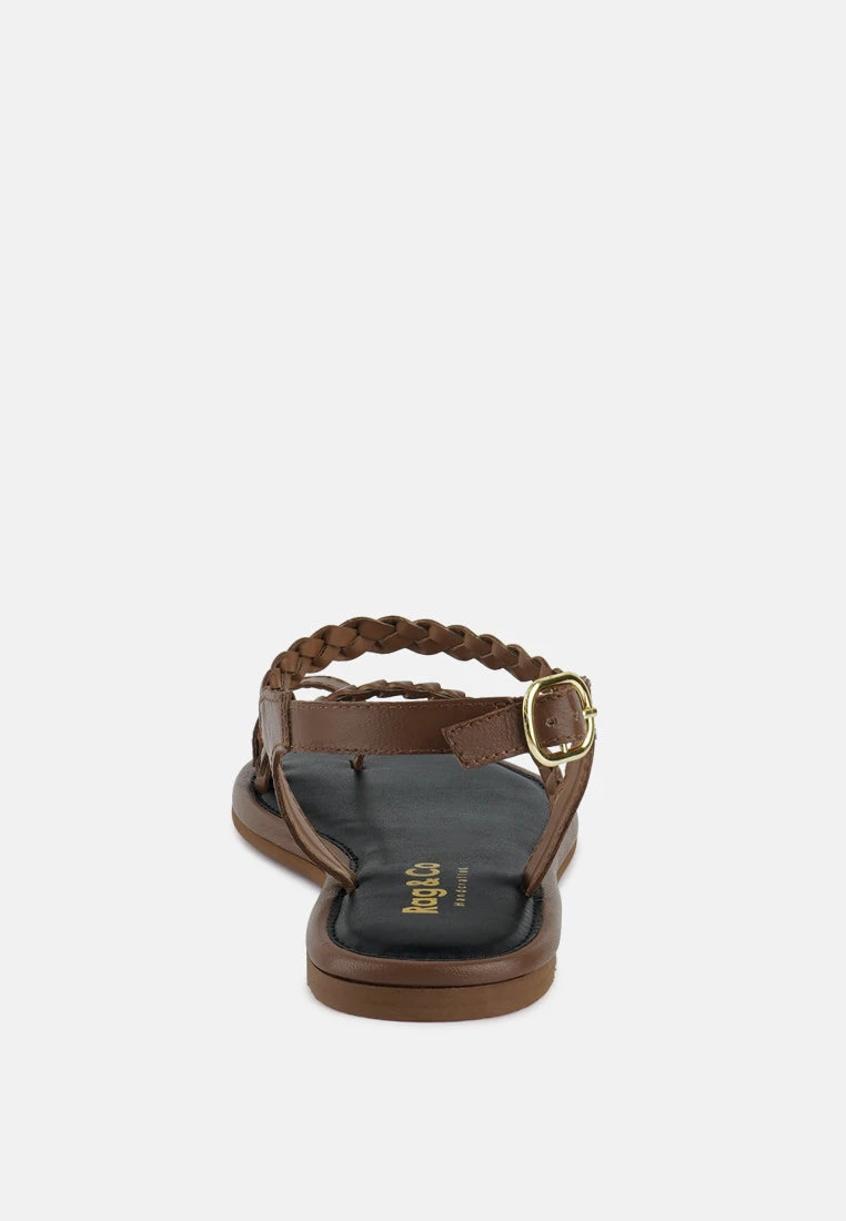 STALLONE Tan Braided Flat Sandals 7 STALLONE Tan Braided Flat Sandals - Image 5