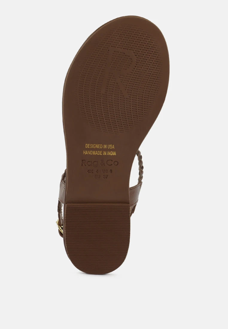 STALLONE Tan Braided Flat Sandals 9 STALLONE Tan Braided Flat Sandals - Image 7