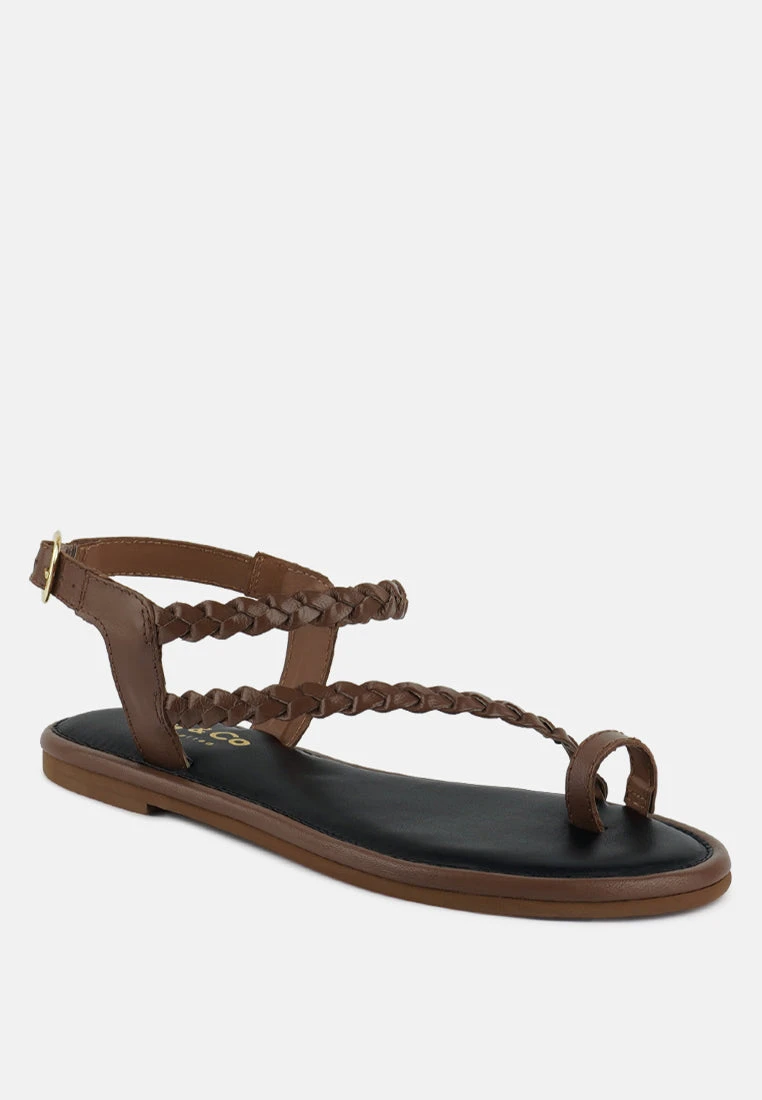 STALLONE Tan Braided Flat Sandals 3 STALLONE Tan Braided Flat Sandals