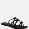 SWEETIN Black Strappy Flat Slip On Sandals -Velvettes Shoes Shop sweetinblackstrappyflatsliponsandals RCSH4080 black 4