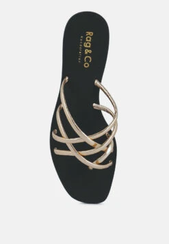 SWEETIN Rose Gold Strappy Flat Slip On Sandals 14 SWEETIN Rose Gold Strappy Flat Slip On Sandals -Velvettes Shoes Shop sweetinblackstrappyflatsliponsandals RCSH4080 rosegold 4