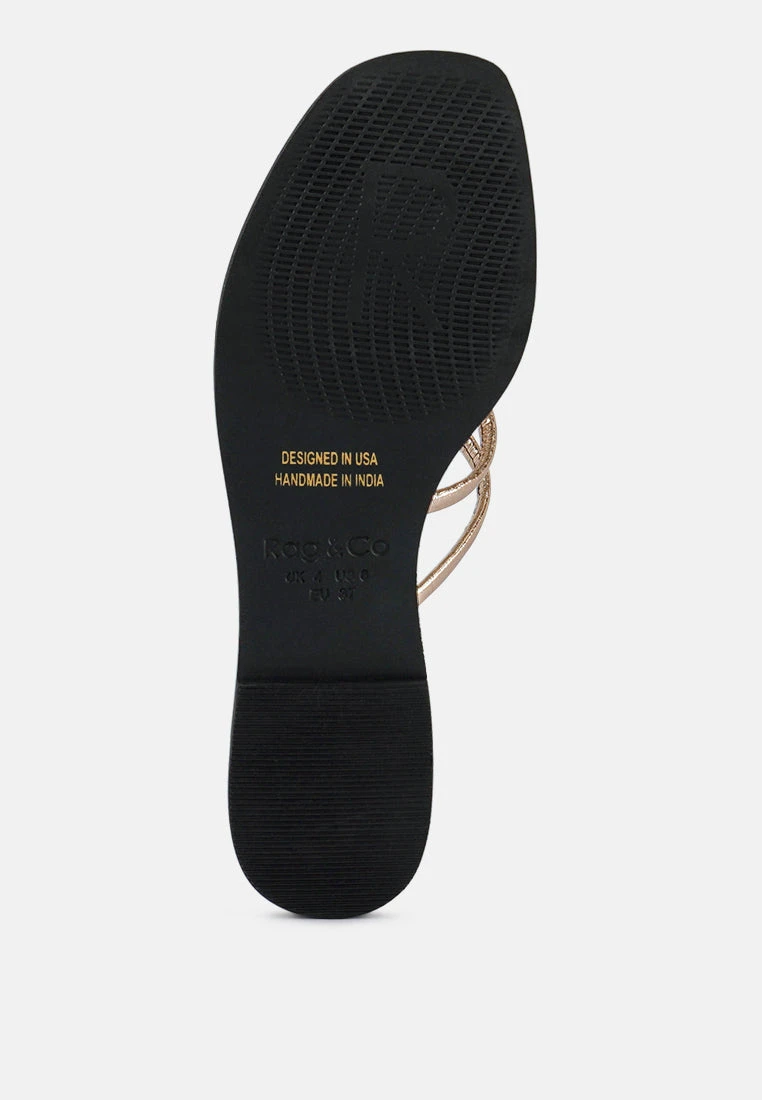 SWEETIN Rose Gold Strappy Flat Slip On Sandals 9 SWEETIN Rose Gold Strappy Flat Slip On Sandals - Image 7