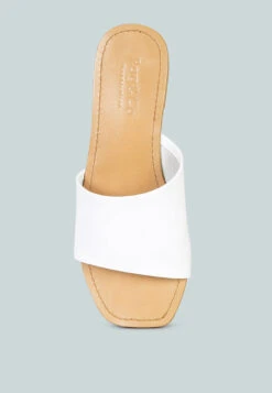 TATAMI White Leather Classic Slide Flats -Velvettes Shoes Shop tatamileatherclassicslideflats RCSH2953 white 5