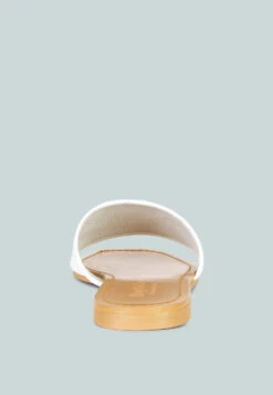 TATAMI White Leather Classic Slide Flats -Velvettes Shoes Shop tatamileatherclassicslideflats RCSH2953 white 7