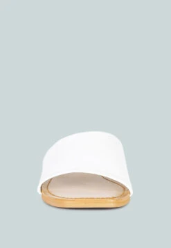 TATAMI White Leather Classic Slide Flats -Velvettes Shoes Shop tatamileatherclassicslideflats RCSH2953 white 9