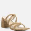 Valentina Strappy Casual Block Heel Sandals In Tan