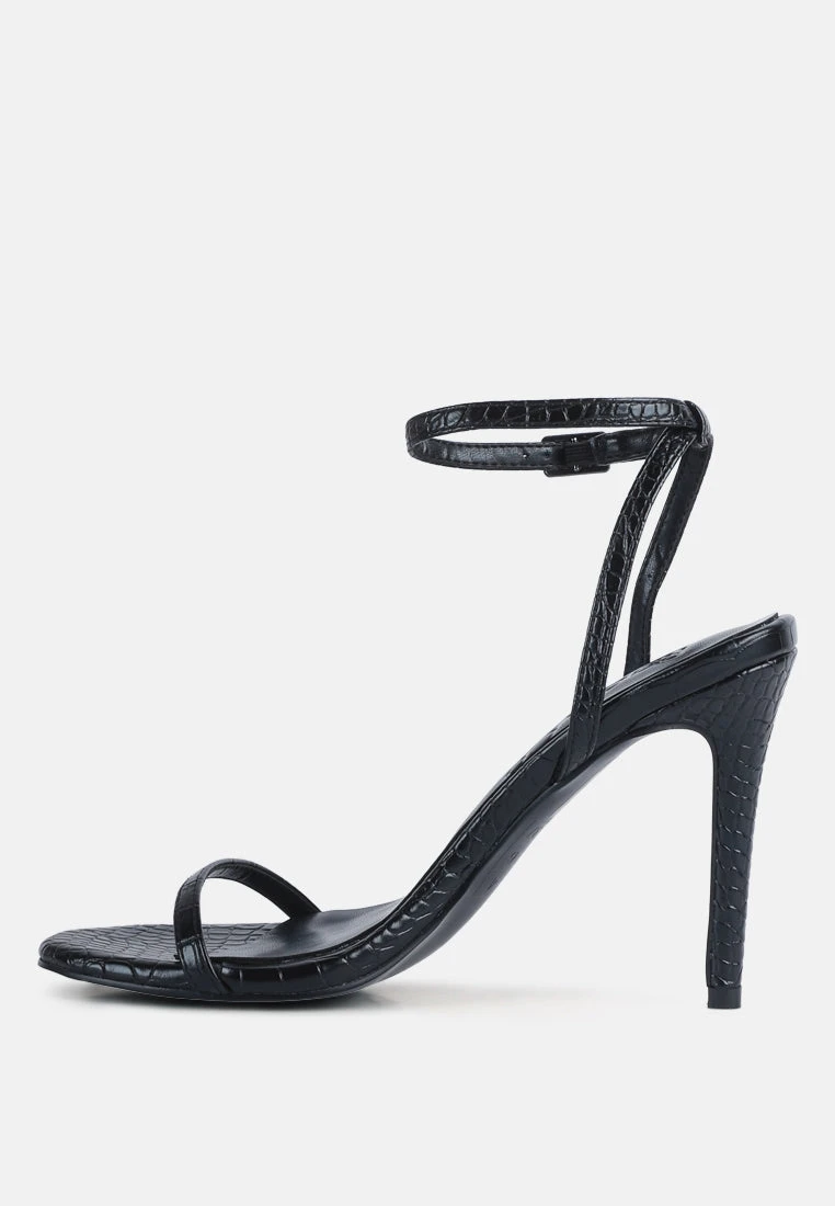 Velvettes Shoes Shop -Velvettes Shoes Shop BLONDESBlackCrocHighHeeledSandal RCSH3038 Black 2