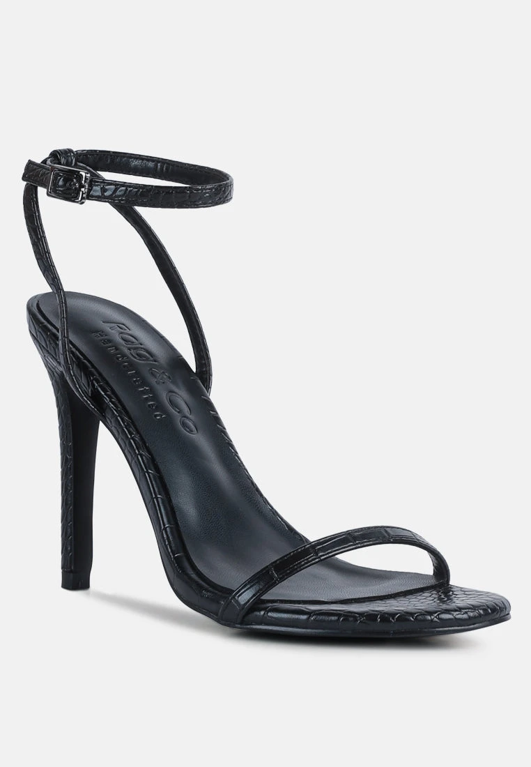 Velvettes Shoes Shop -Velvettes Shoes Shop BLONDESBlackCrocHighHeeledSandal RCSH3038 Black 3
